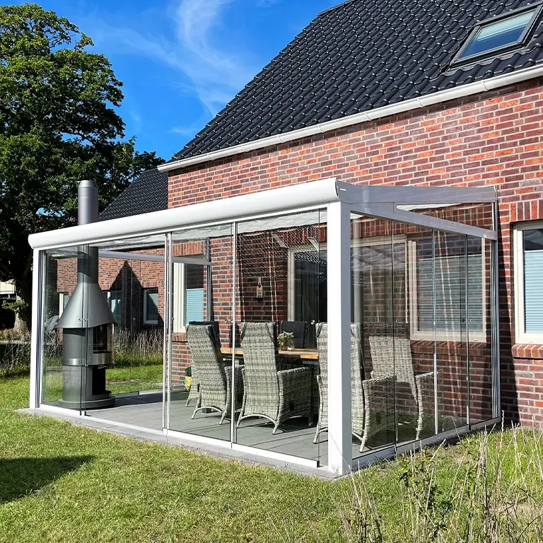 Ferienhaus mit Wintergarten aus Glas
