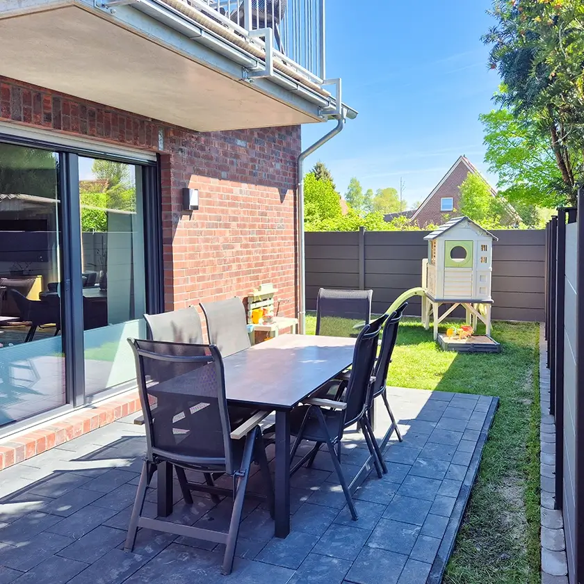 Ferienwohnung Herrlichkeit eingezäunte Terrasse