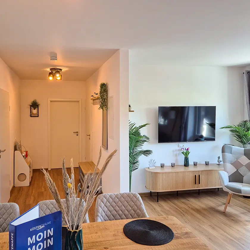 Ferienwohnung Herrlichkeit Wohnbereich und Esstisch