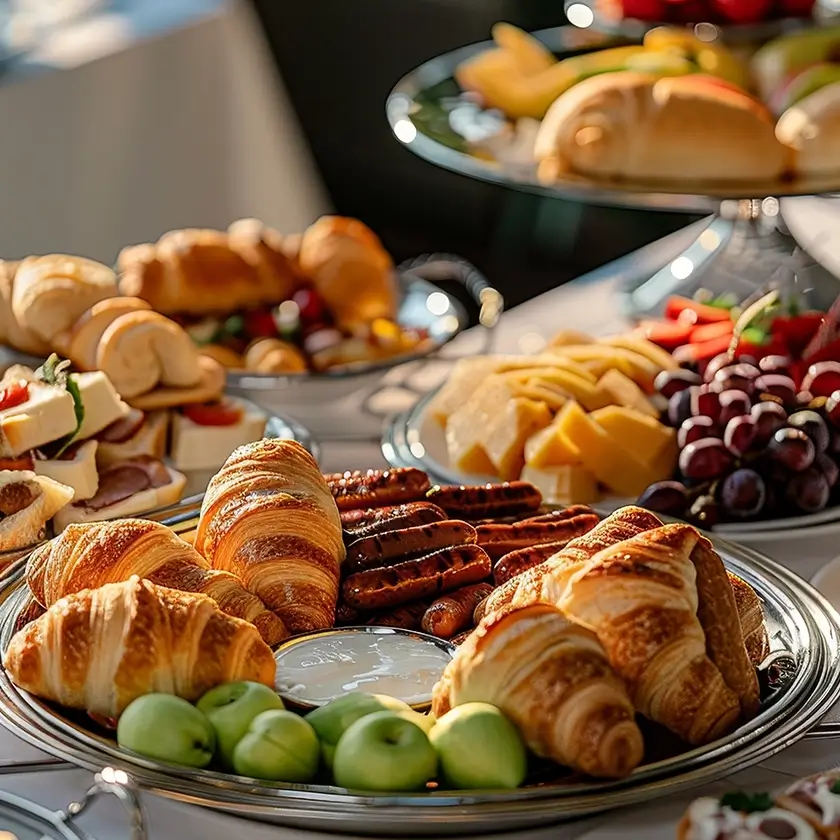 Frühstücksbuffet auf Etageren