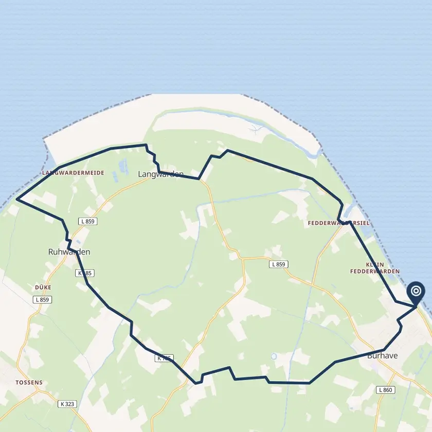 Fahrradroute von Burhave nach Süllwaren