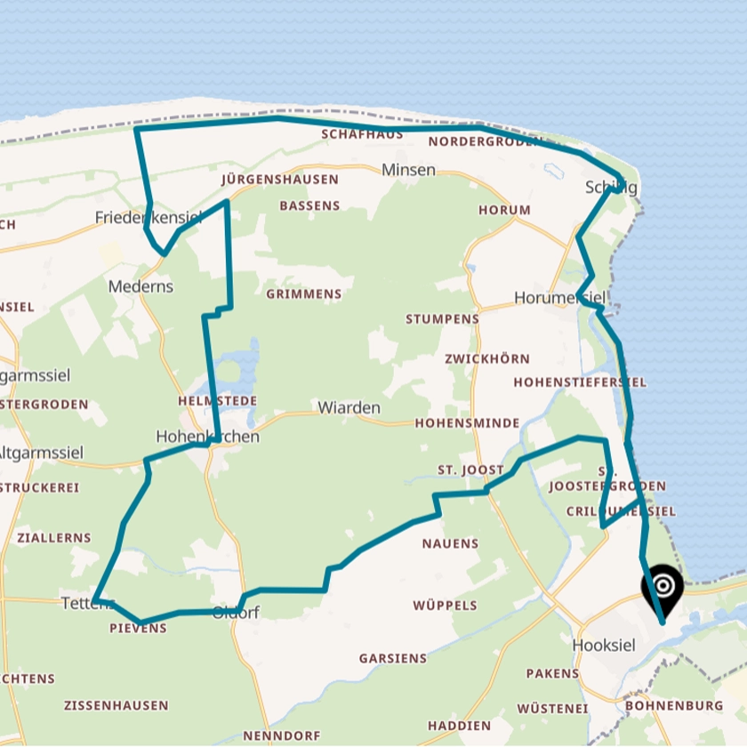 Skizze Fahrradtour Wangerländischer Pilgerweg
